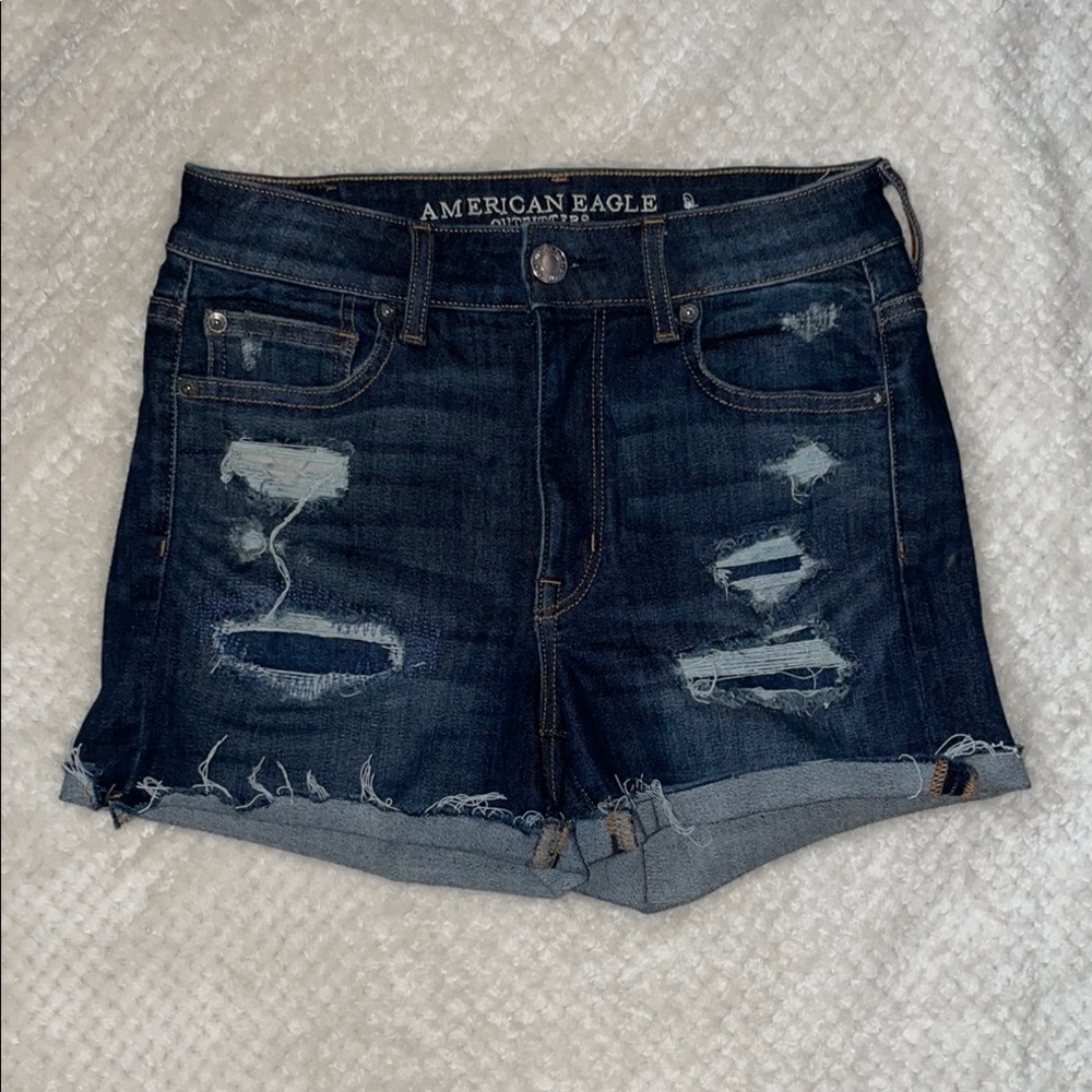 American Eagle Outfitters Blue Jean Shorts Distressed Style